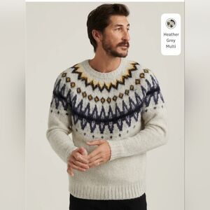 Lucky Brand Sweater Mens Medium Fair Isle Nordic Crew Neck Wool Blend